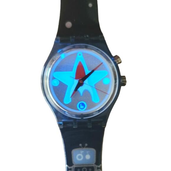 Vintage Swatch Loomi watch "Bleep" GN904. Rare working Loomi backlight. New - Picture 1 of 13